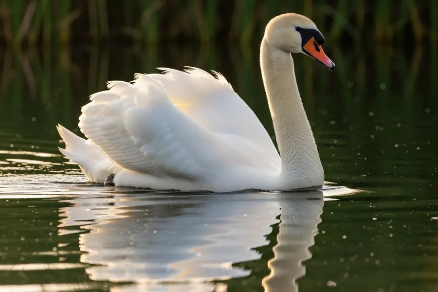 Swan: long neck, large waterfowl.