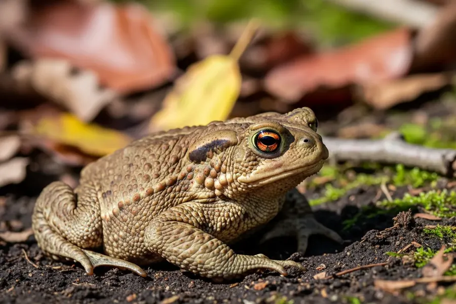 Toad: dry warty skin, short legs, walks and hops.