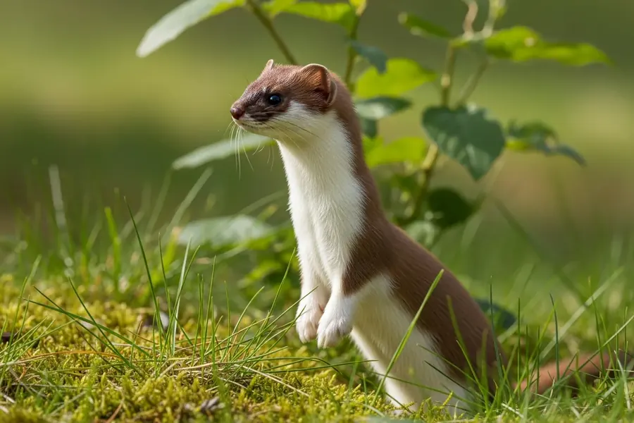 Weasel: smaller, short tail with no black tip.