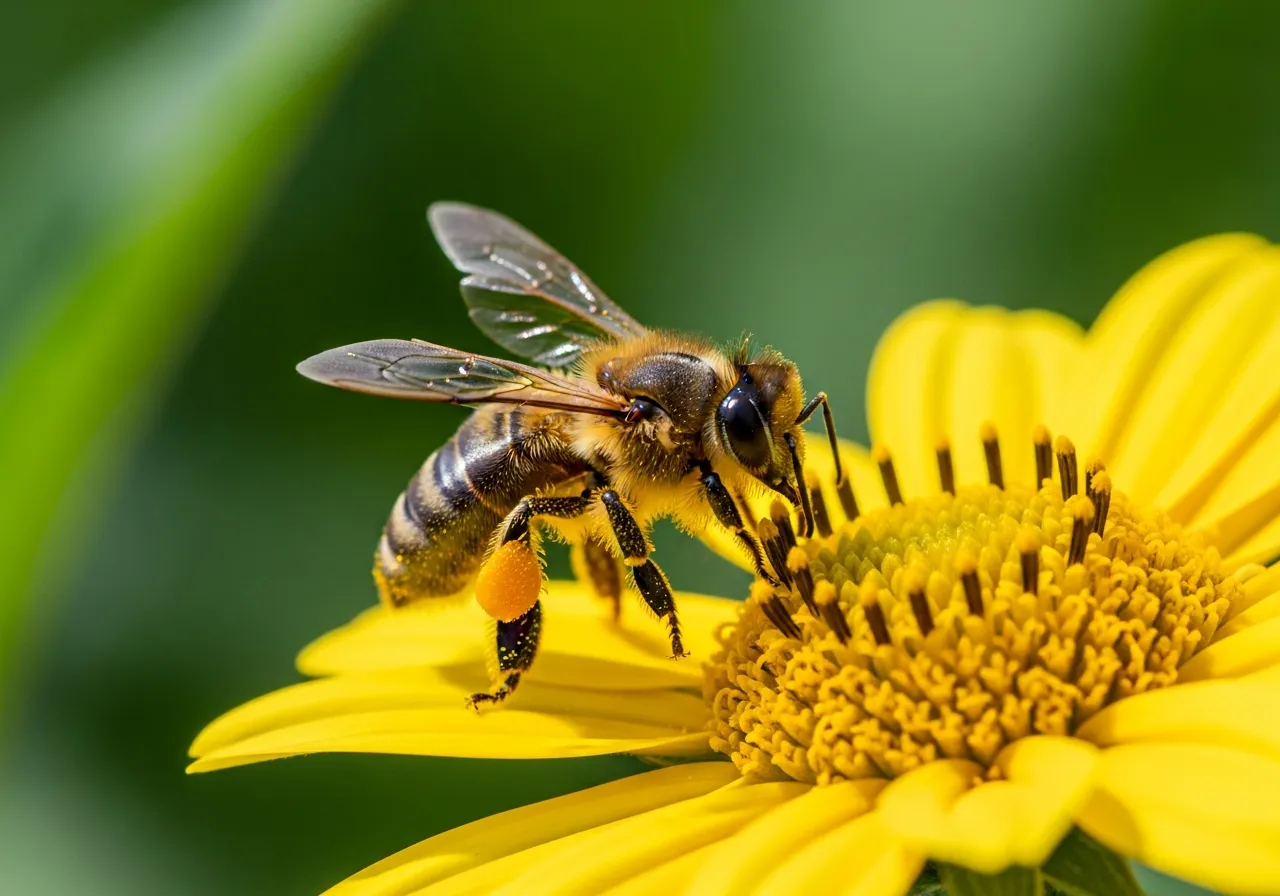 Bee — hairy pollinator distinct from smoother wasps